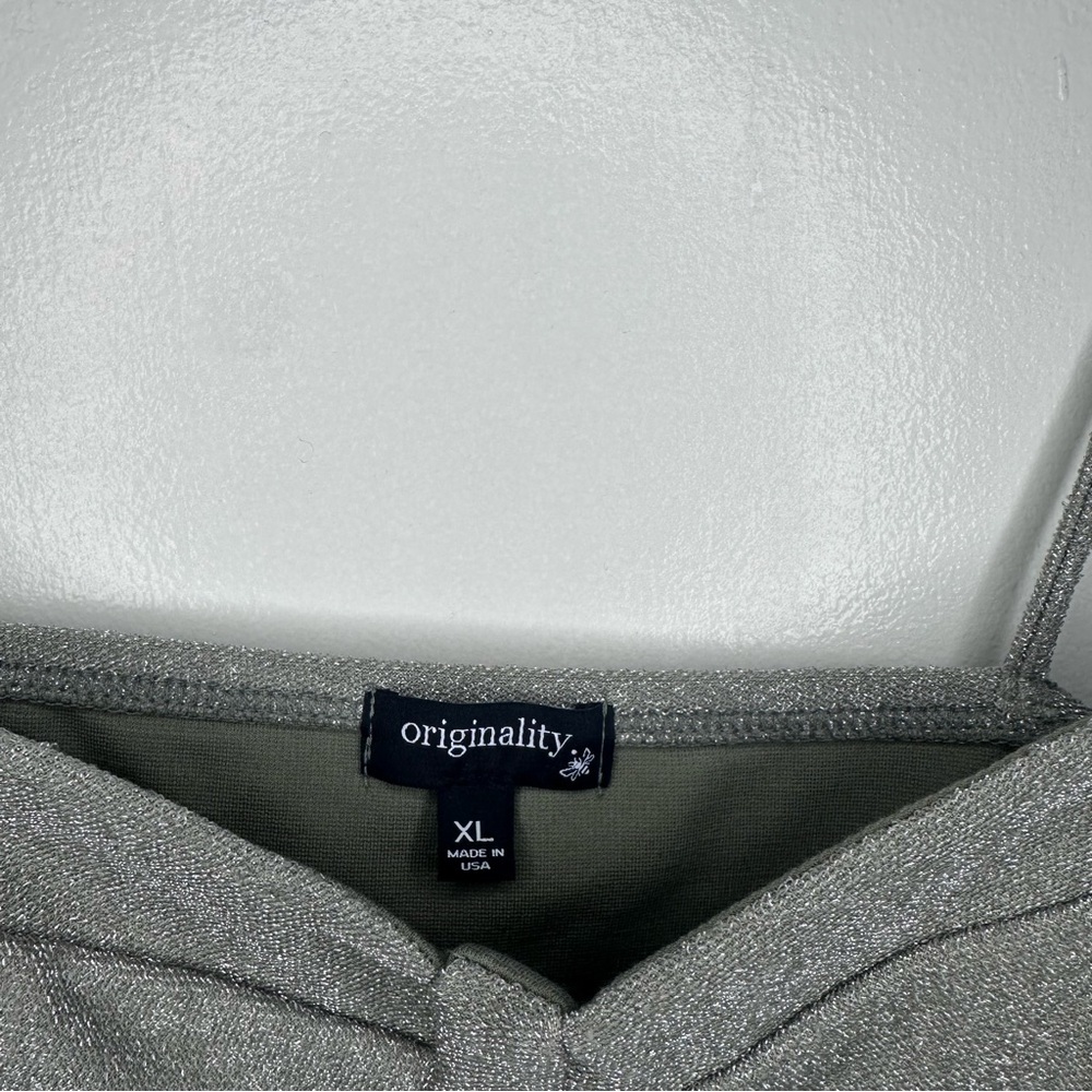 Originality Sage Silver Metallic Tie Strap Bustier Crop Top XL - Picture 3 of 5